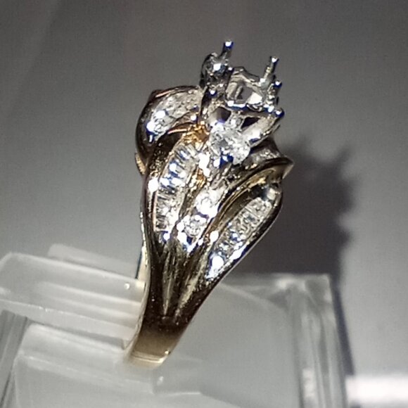 14Kt Yellow Gold 2/3-Carat Diamond 5mm Round Semi-Mount Marriage Ring - Picture 5 of 7